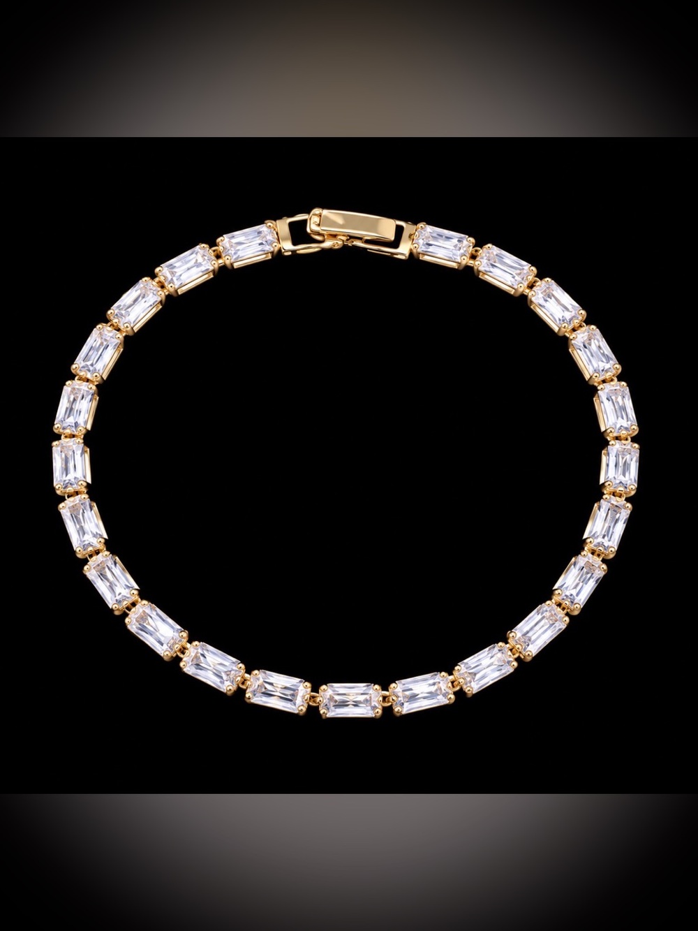 CZ Gold plated Tennis Bracelet with Clear Stones - Women Jewelry